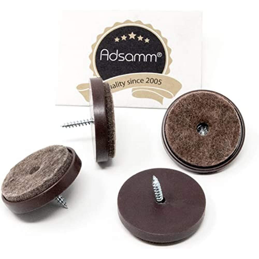 AdsammFP-S-BR-40-4 FP-S-BR-40 4 x Felt Pads with Screw, Brown, Diameter 40 mm