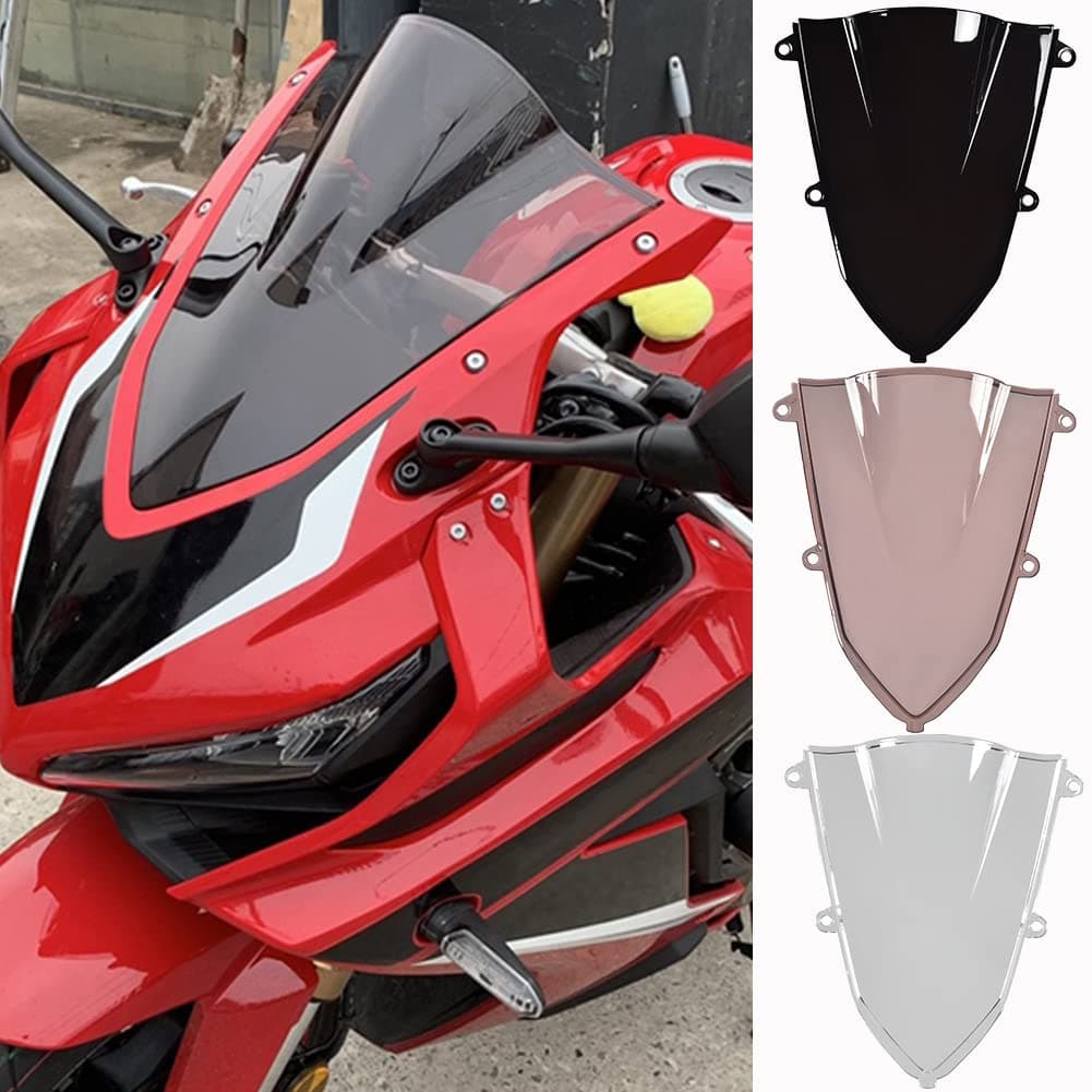 Motorcycle Windshield Deflector Double Bubble Windscreen Compatible with CBR500R CBR400R 2019-2024, Flyscreen Front Wind Shield Screen Visor, Black