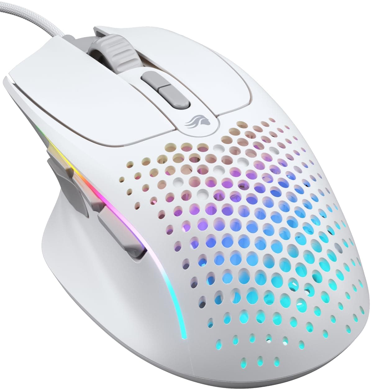 – Model I 2 Wired Gaming Mouse - 9 Programmable Buttons (2 Swappable), 66g Superlight, 26k Optical Sensor, 80M Click Rated Switches, MMO/MOBA/FPS, Side Thumb Rest - White