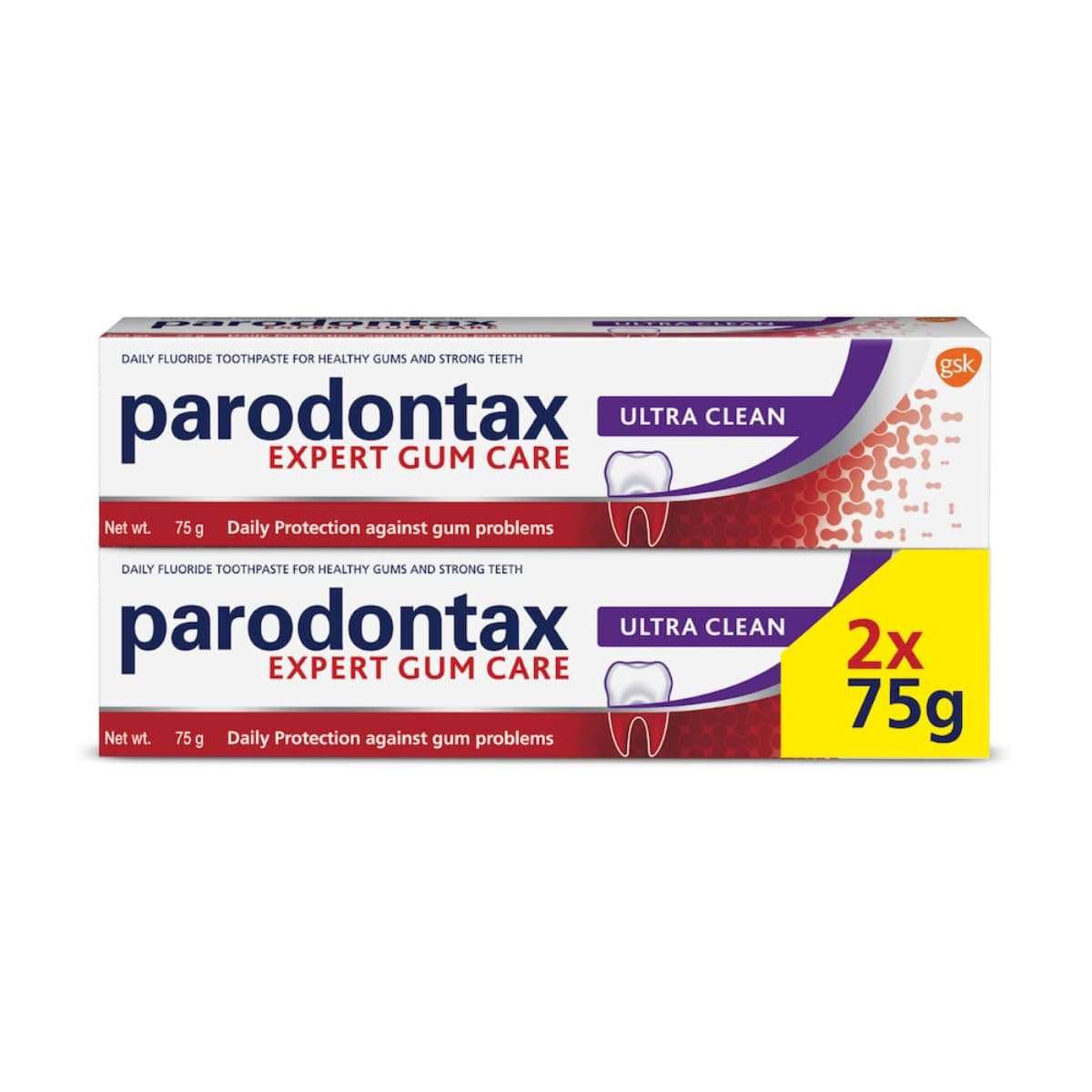 - Parodontax Ultra Clean Toothpaste For Daily Protection Against Gum Problems, For Long Lasting Ultra Clean Feeling Multi Pack, 75g*2
