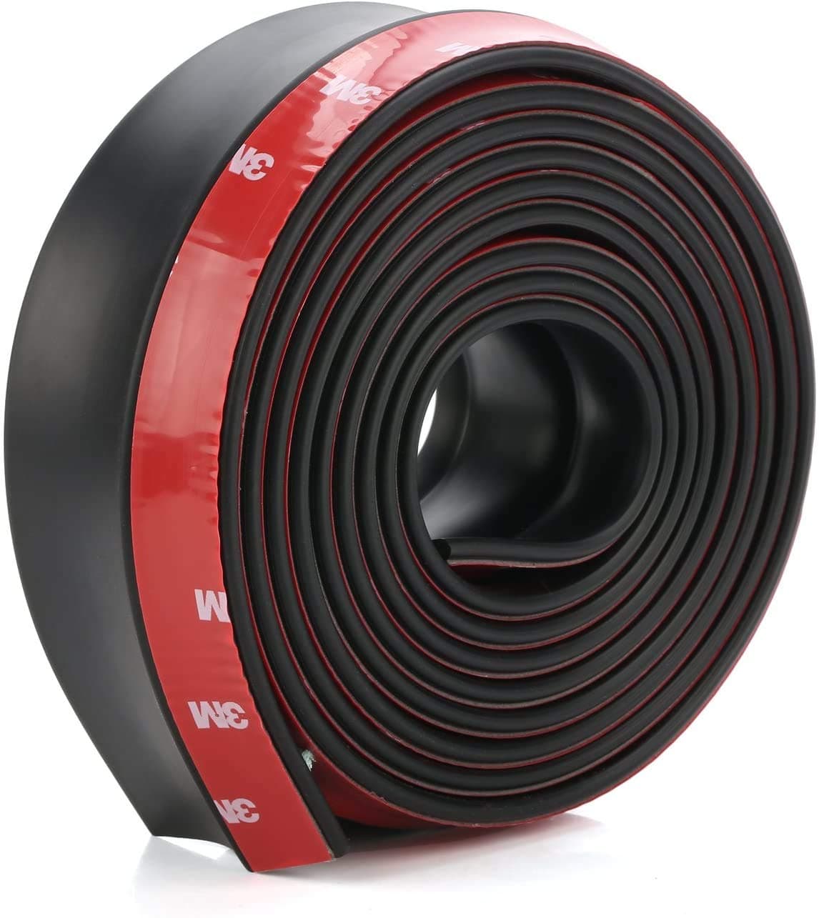 Front Bumper Protector, Car Bumper Lip Carbon Fiber Spoiler 2.5M Bumper Sticker Lip Strong Sticky Car Skirt Protector (Black + Silver) Universal Size (black)