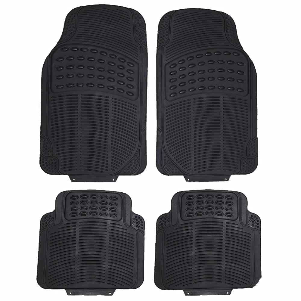 wilko rubber car mat set, 2 x front and rear mats, universal design, slip resistant backing, easily cut to size, thick rubber heel pad for extra protection