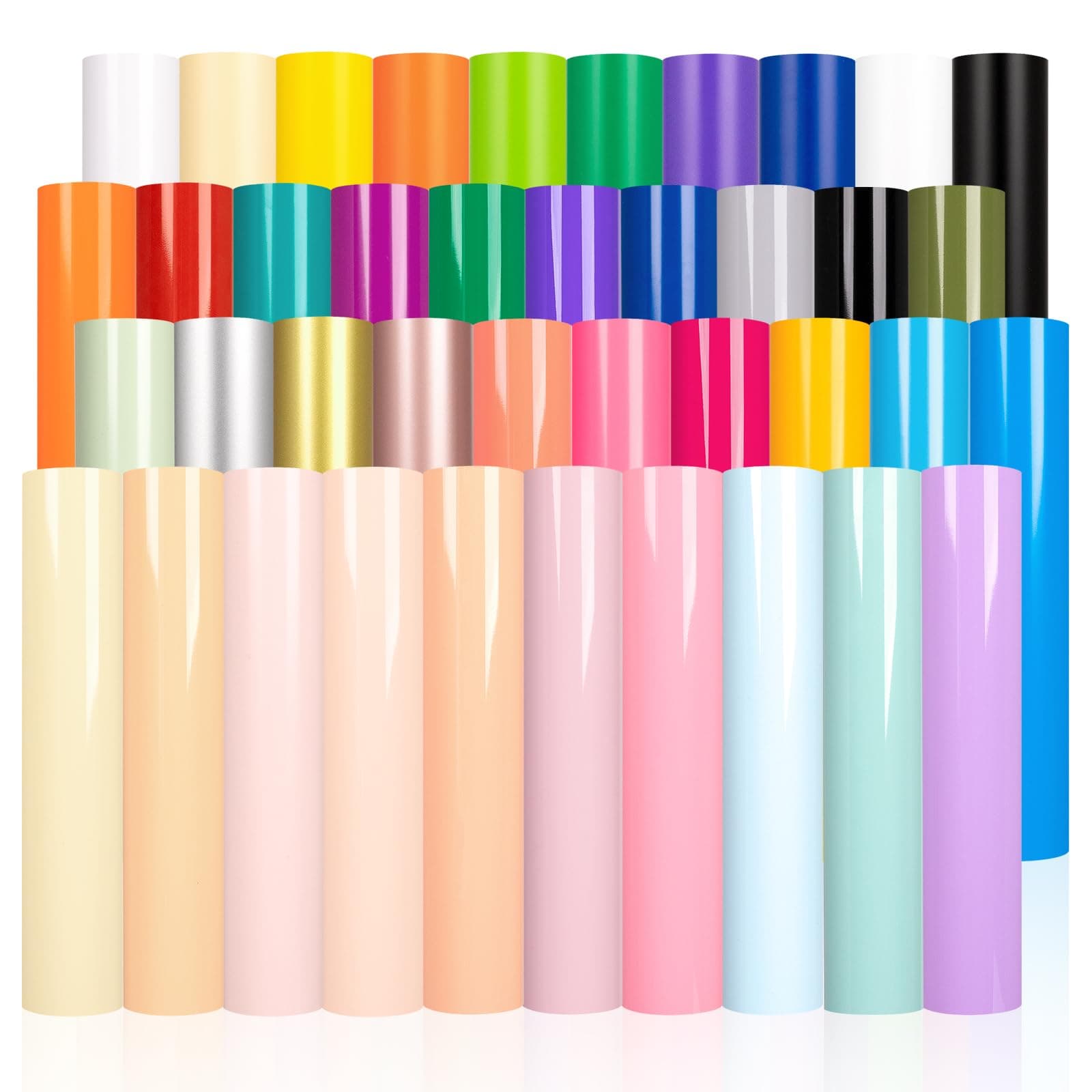 Permanent Adhesive Vinyl Bundle 40 Pack Adhesive Vinyl Sheets 12''x12'' Permanent VinylPack for Cups DIY Craft Projects