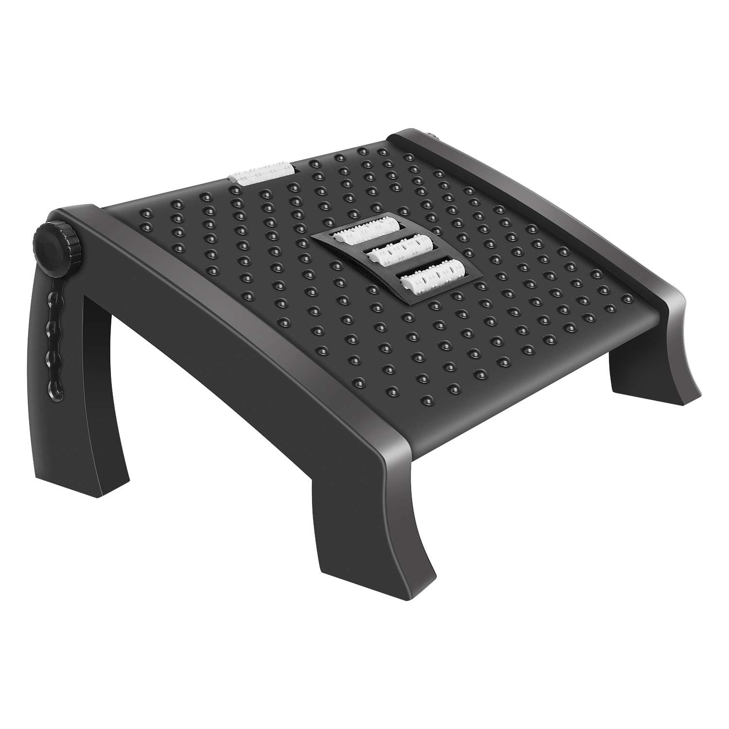 sanlinkee Footrest Under Desk with Massage Function, Ergonomic Foot Rest with 6 Adjustable Heights & Adjustable Angle of Inclination Non-slip Foot Stool for Office, Home, 42cm x 28.3cm