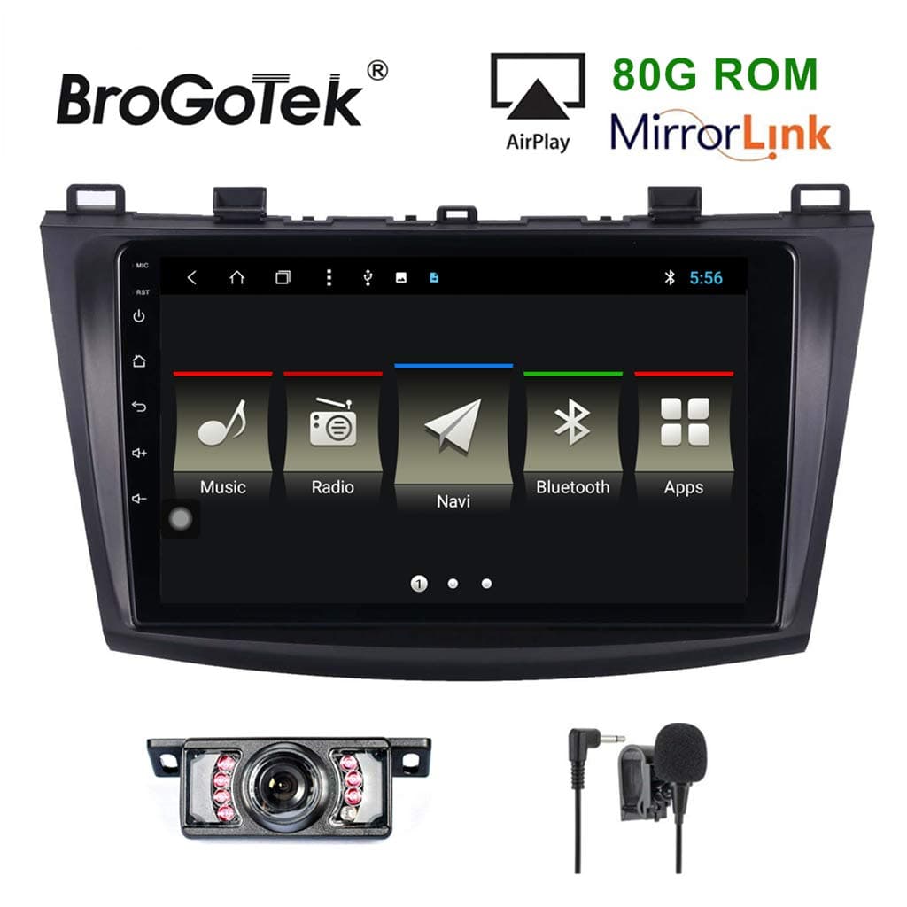 Brogotek Android 8.1 Car Stereo Head Unit for Mazda 3 2004-2009 Car Radio GPS Navi Navigation 9 Inch IPS Panel Touch Screen Bluetooth Radio SWC 4G WiFi CAM-in (Mazda 3(2010-2014))