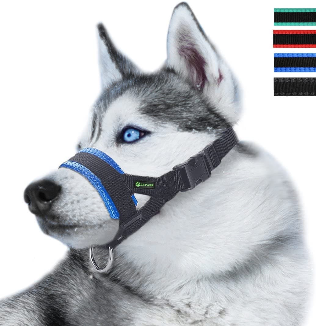 Nylon Soft Dog Muzzle for Dogs Prevent Anti Biting, Barking and Chewing, Adjustable Loop (M, Blue)