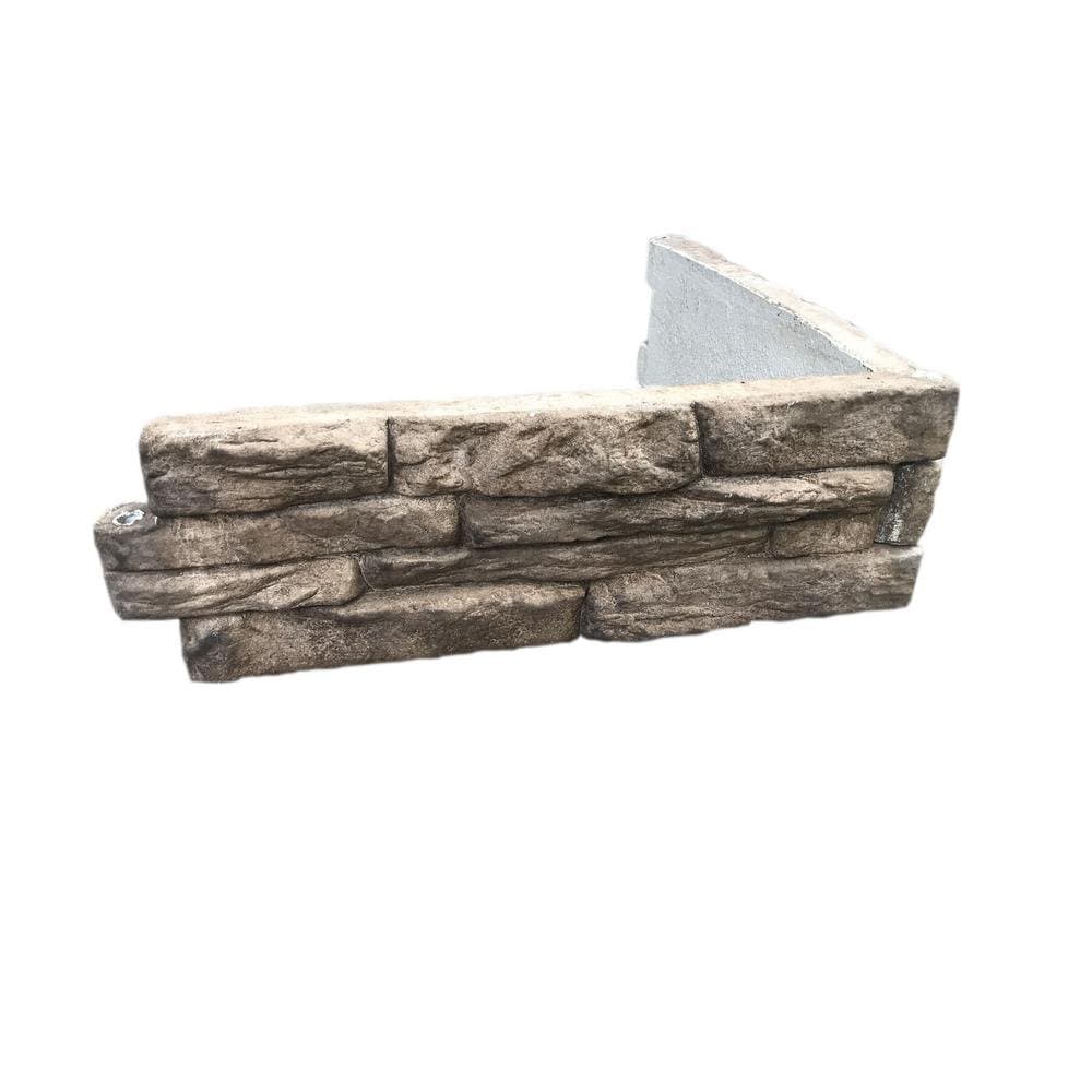 Ledge Stone 24 in. W x 8 in. H x 2 in. D Tan/Gray Concrete Raised Garden Bed, Planter Box Stones (4-Pack)