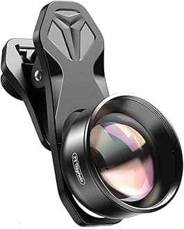 HB2X 2X Zoom Telephoto Lens, 4 Elements 4 Groups, Multi-layer Coating, Black, Universal Clip-on for Dual/Single Lens Smartphones, X/Xs/8P/Galaxy/Huawei/Xiaomi