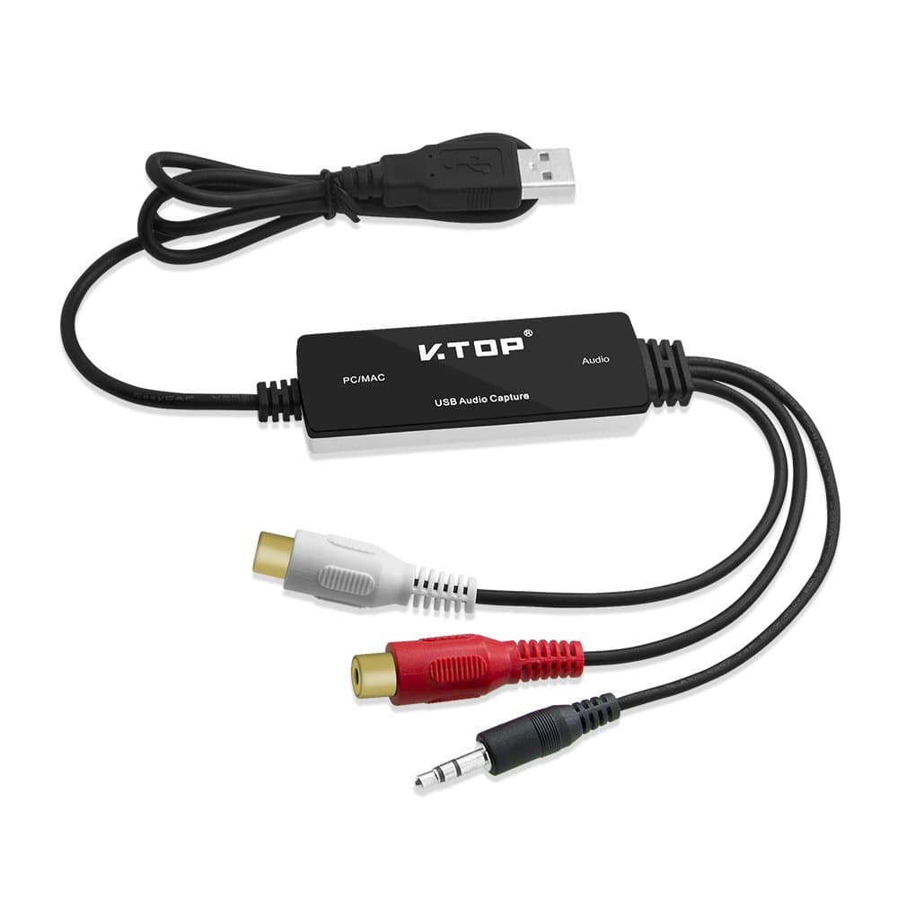 FLY KAN USB 2.0 Digital Audio Capture Card for Windows 10/8.1/8 / 7 / and Mac OS 10.11 - Audio Grabber for Cassette Tapes to mp3 Converter