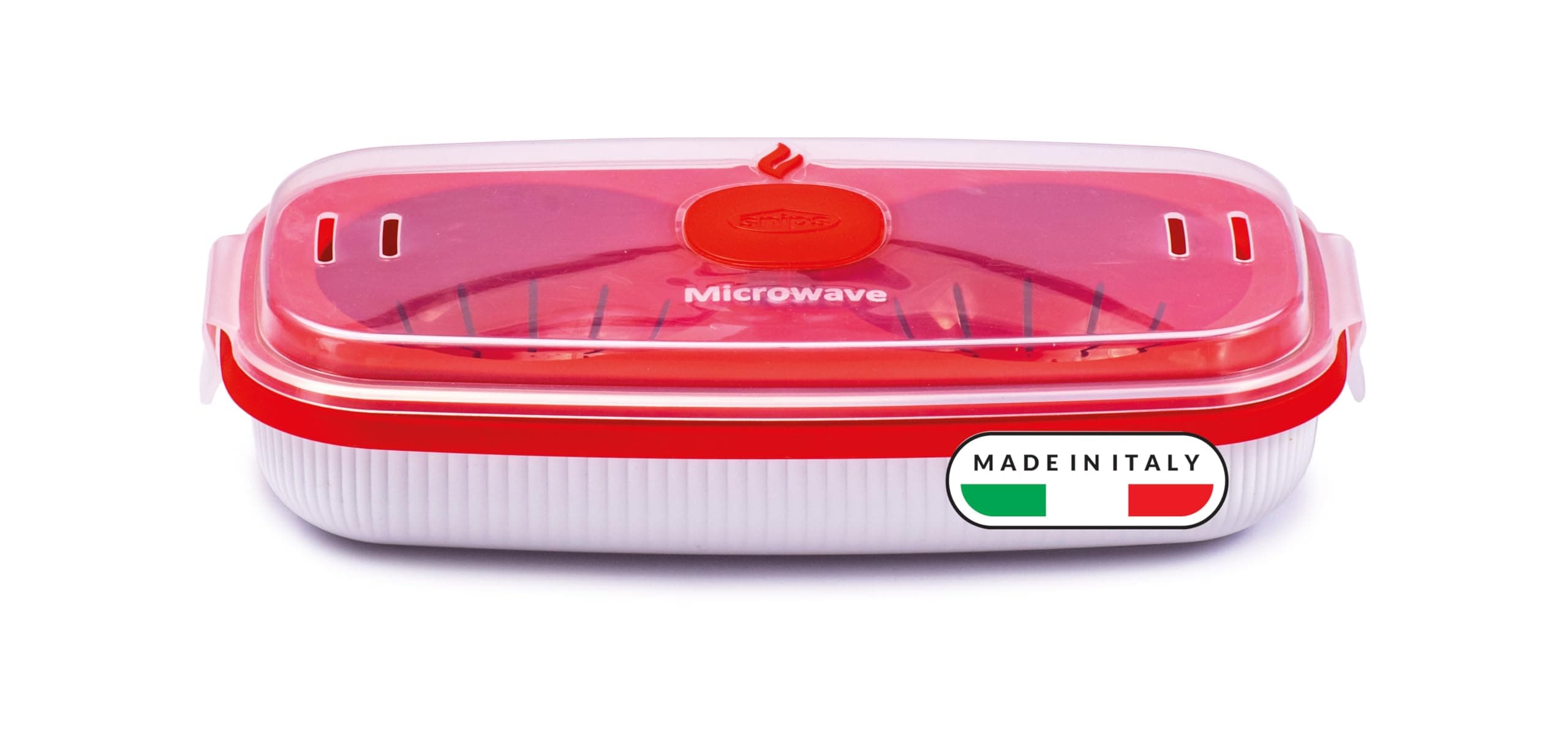 Snips - Microwave EGG POACHER and Omelette Maker - Poached Egg Maker Microwave - 0.75 LT - 24 x 12.5 x 6 cm - Microwave Egg Steamer, White and red - 100% Made in Italy - 0% BPA