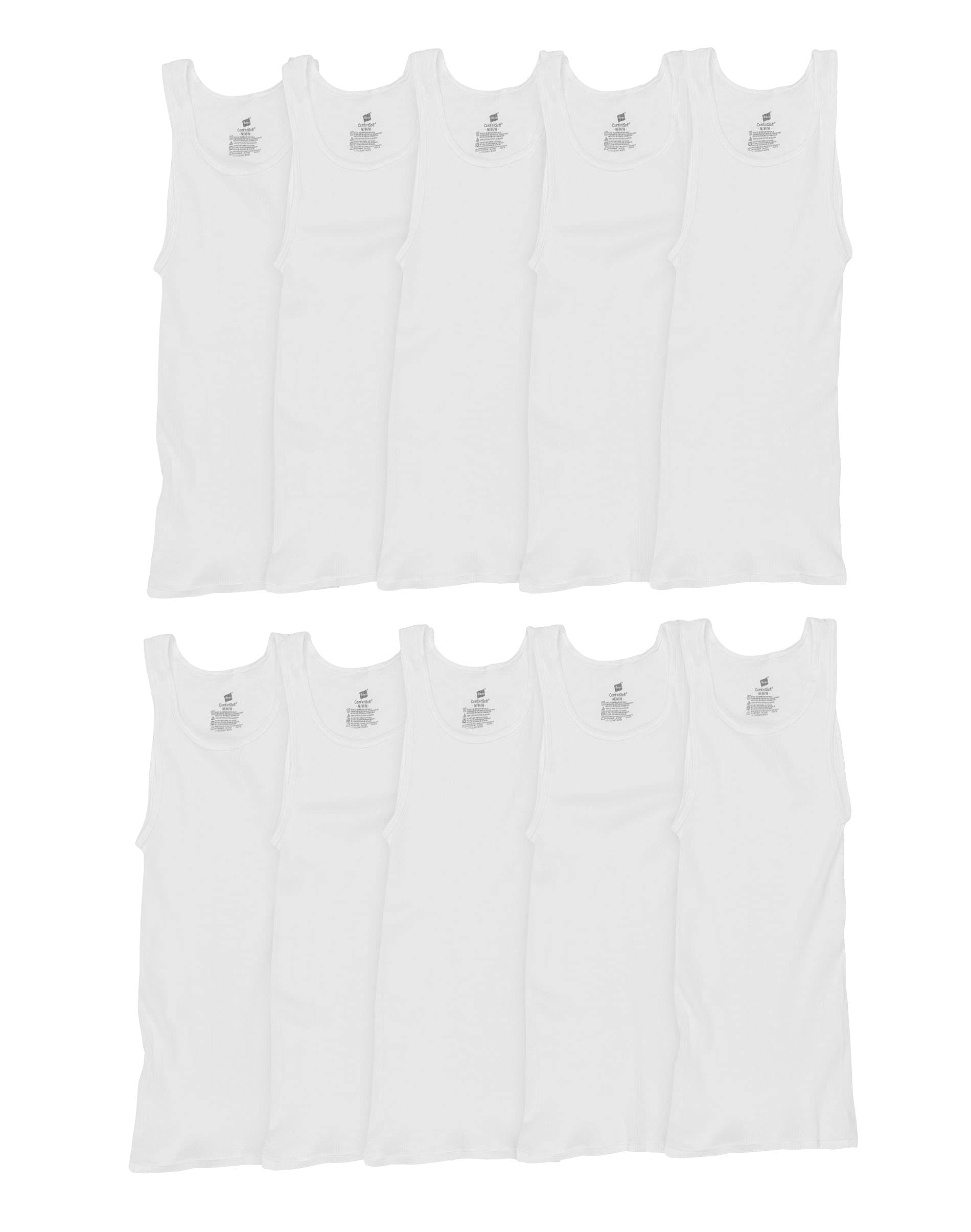 Hanes Mens White Tank Undershirt Super Value 10-Pack, Best Cotton Tank Tops, Stay-Tucked