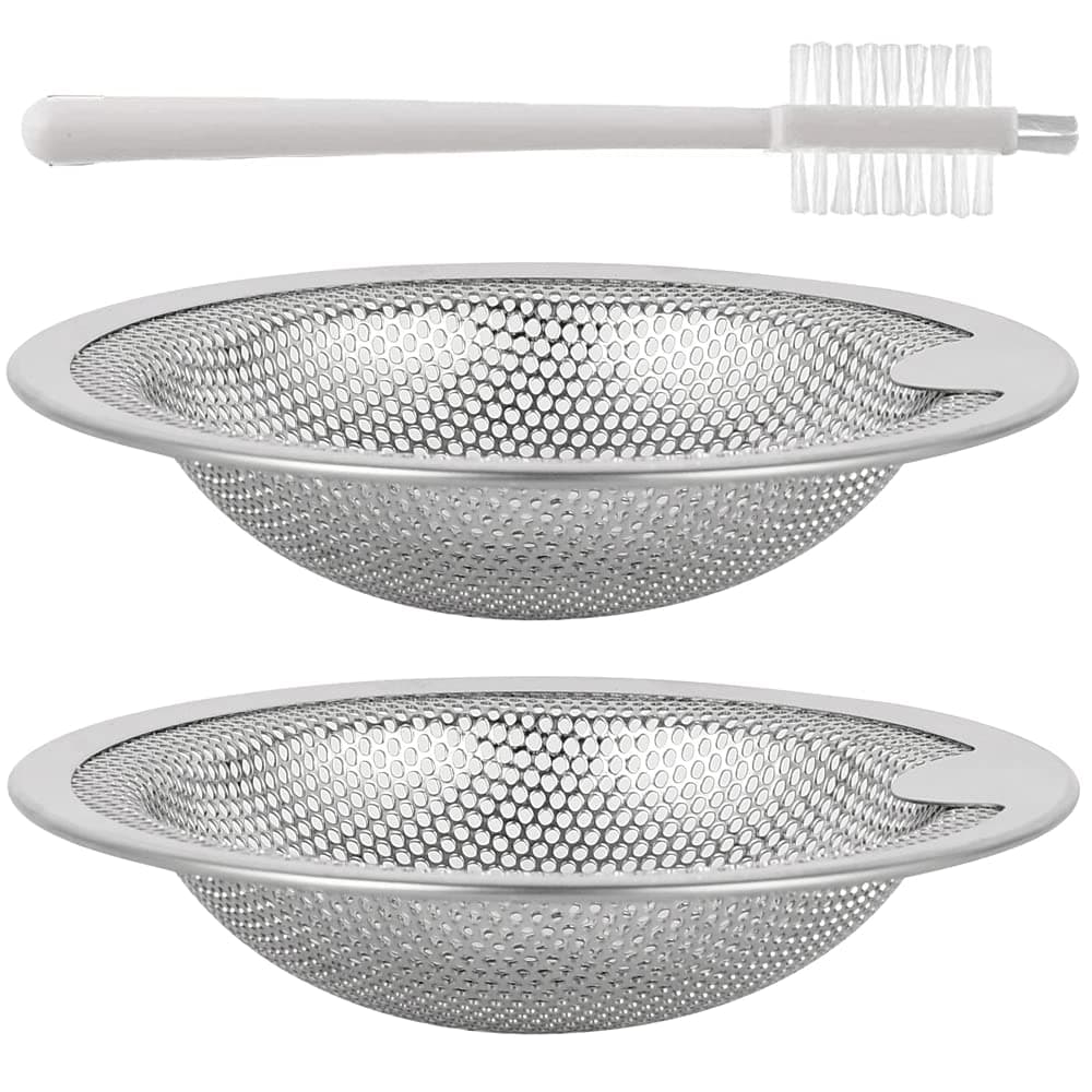 Kitchen Sink Drain Strainer with Upgraded Handle, 2 Pack Reinforced Stainless Steel Sink Strainer for Most Home Standard Kitchen Drains, Anti-Clogging Drain Basket Catcher with Fast Flow Design