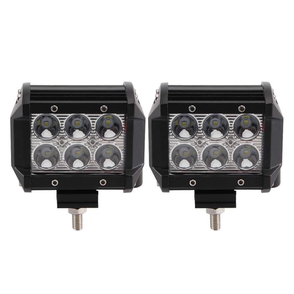 Quandingyi QDY 18W Led Dual Rows Work Light Bar Spot Beam for Offroad Fog Driving SUV Truck Car UTV ATV Boat Tow Tractor(Pack of 2)