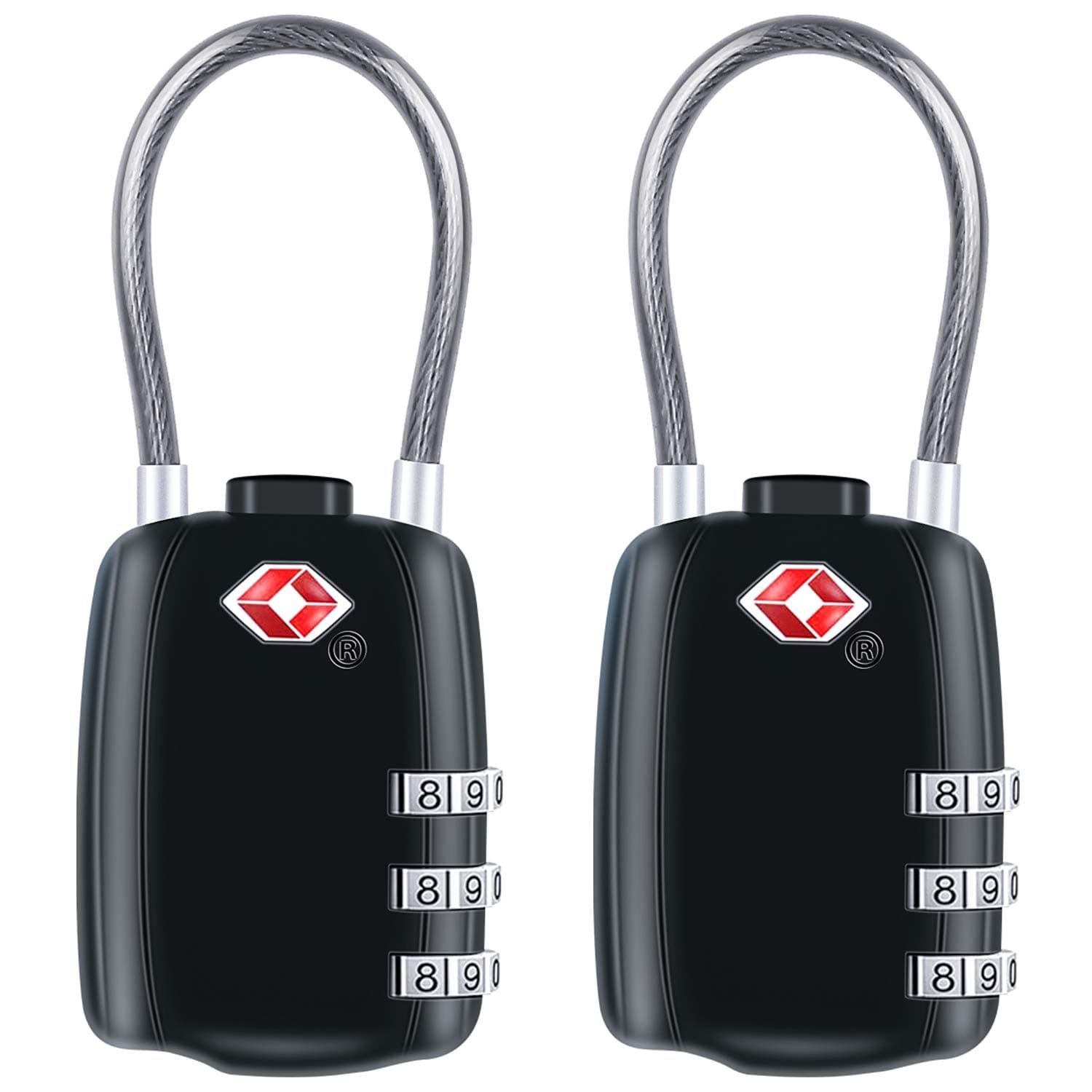 TSA Locks, Lookka TSA Approved Luggage Locks 3-Digit Security Padlock,Black Combination Padlocks,Code Lock for Travel Suitcases Backpack Bag Case (2 Packs)