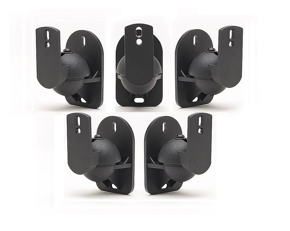 TechSol 5 Pack of Black Universal Speaker Wall Brackets
