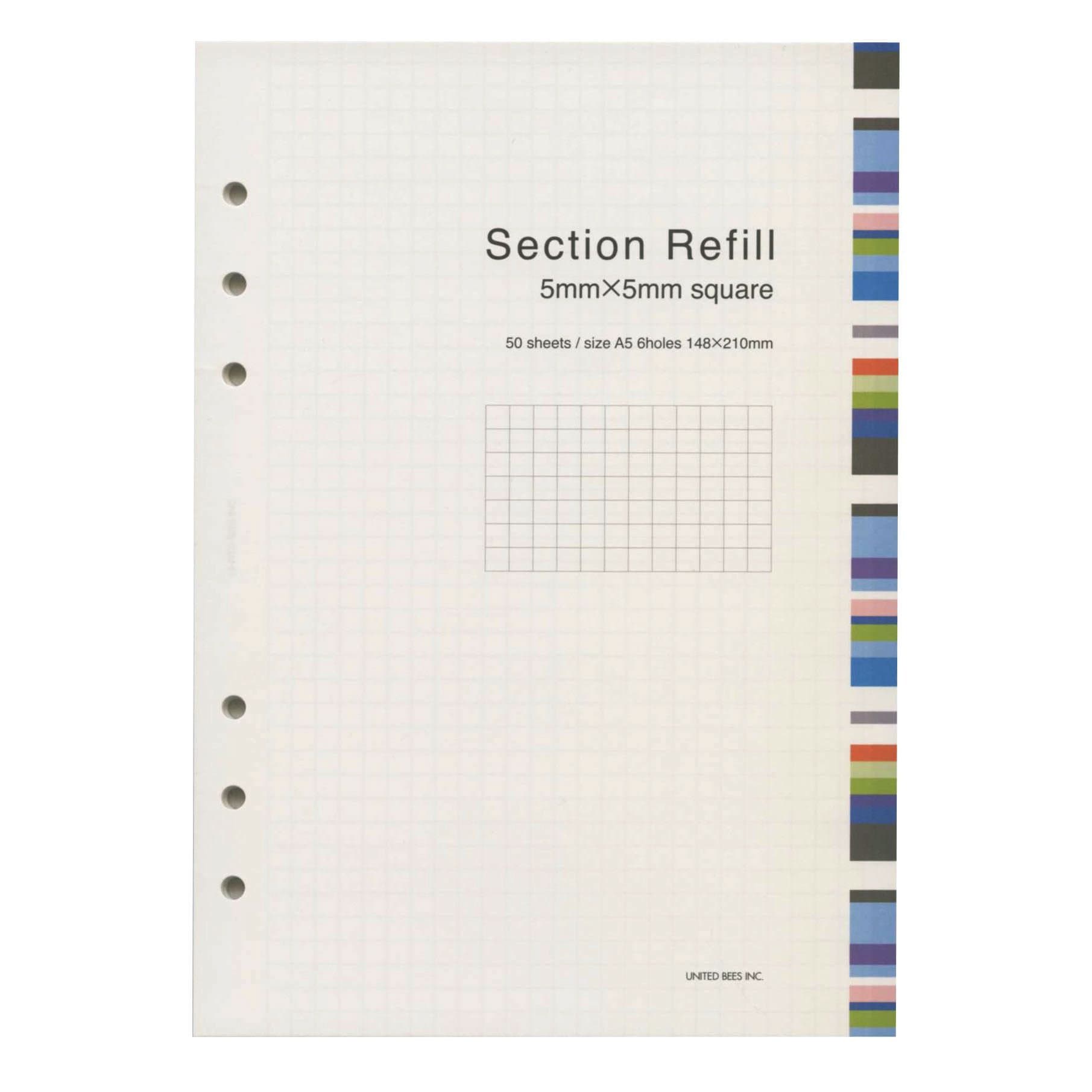 United bees A5 size 6-hole personal organizer refill, graph-ruled paper, 50 sheets RF6-A5-01 by United bees