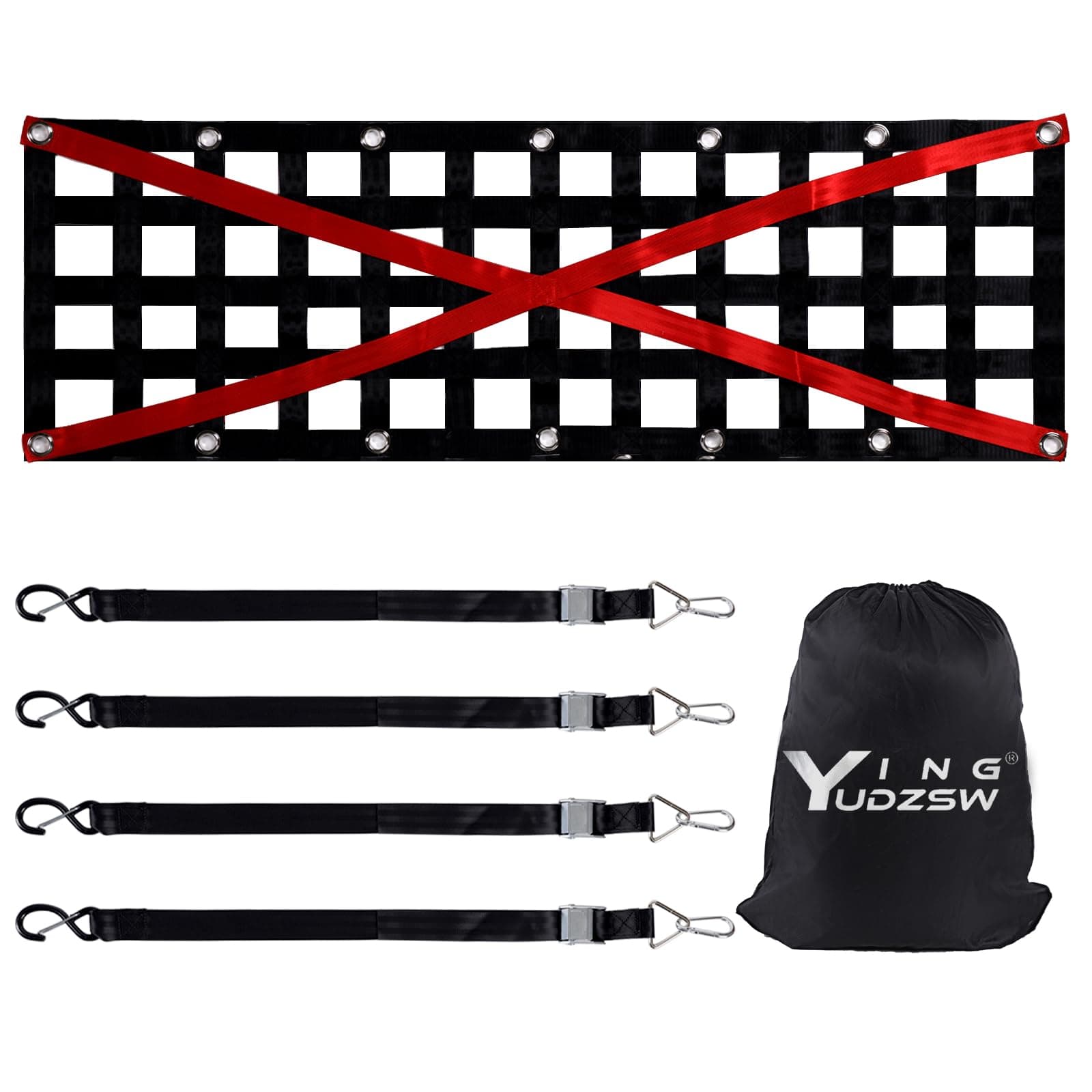 Heavy Duty Tailgate Cargo Net 84"x20" Truck Tailgate Net Extendable Durable for Truck Bed with 4 Adjustable Buckle Straps Suitable for Pickup,Trailer,Boat,SUV