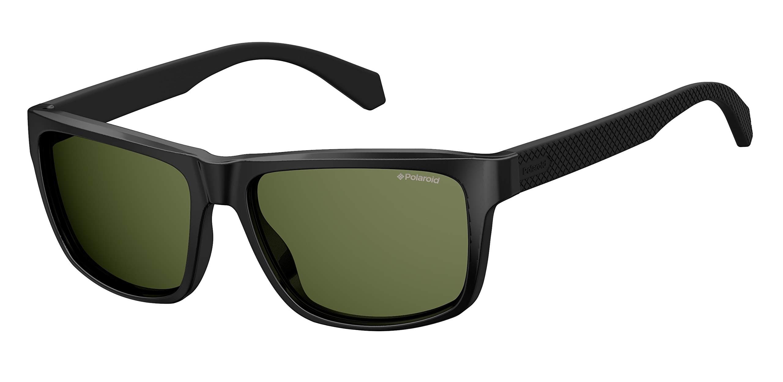 Polaroid Men's Polarized Rectangular/Square Policarbonato Mtt Black Plastic Sunglasses