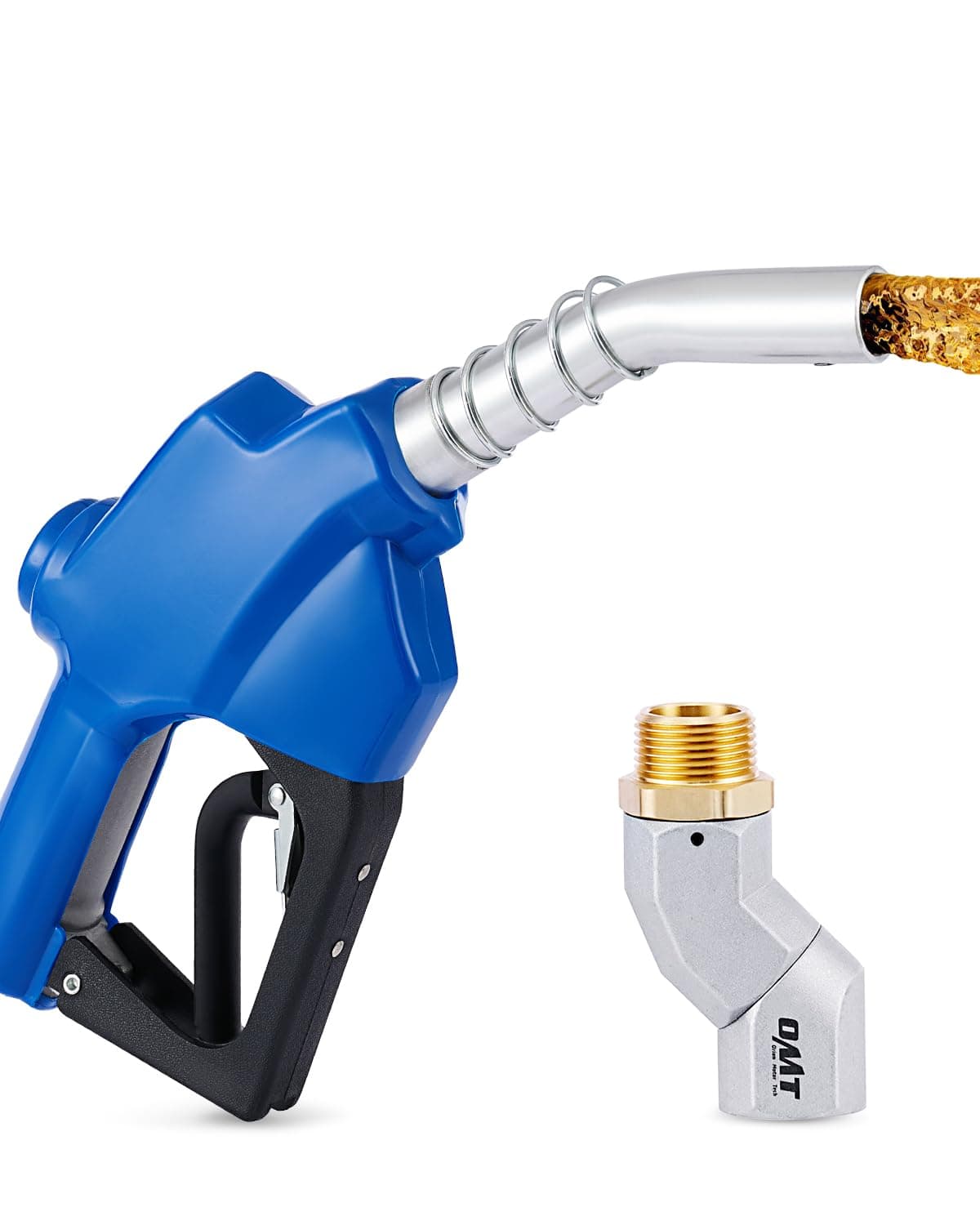 Orion Motor Tech 1" NPT Automatic Fuel Nozzle Kit, Auto Shut Off Fuel Nozzle with 360° Hose Swivel, Gas Fuel Transfer Refilling Nozzle with 1-3/16" Spout 32 gpm for Gasoline Diesel Kerosene