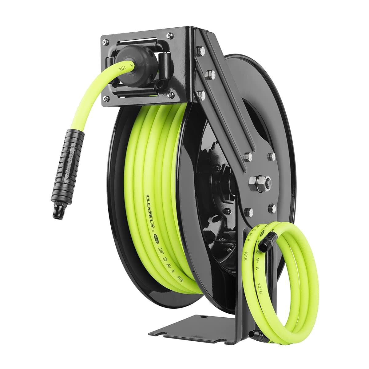 Open Face Retractable Air Hose Reel, 3/8 in. x 50 ft., Heavy Duty, Lightweight, Hybrid, ZillaGreen - L8611FZ