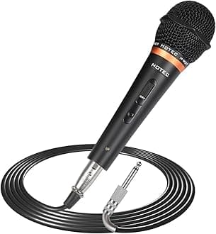 HOTEC Premium Vocal Dynamic Handheld Microphone with 19ft Detachable XLR Cable and ON/Off Switch (Metal Black) (H-W07)