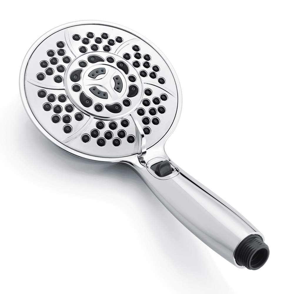 Handheld Shower Head, Wassern 5.2" High Pressure 7 Setting 81 Jets Rainfull Massage Water Saving Trickle Pause Chrome, Shower Head Only