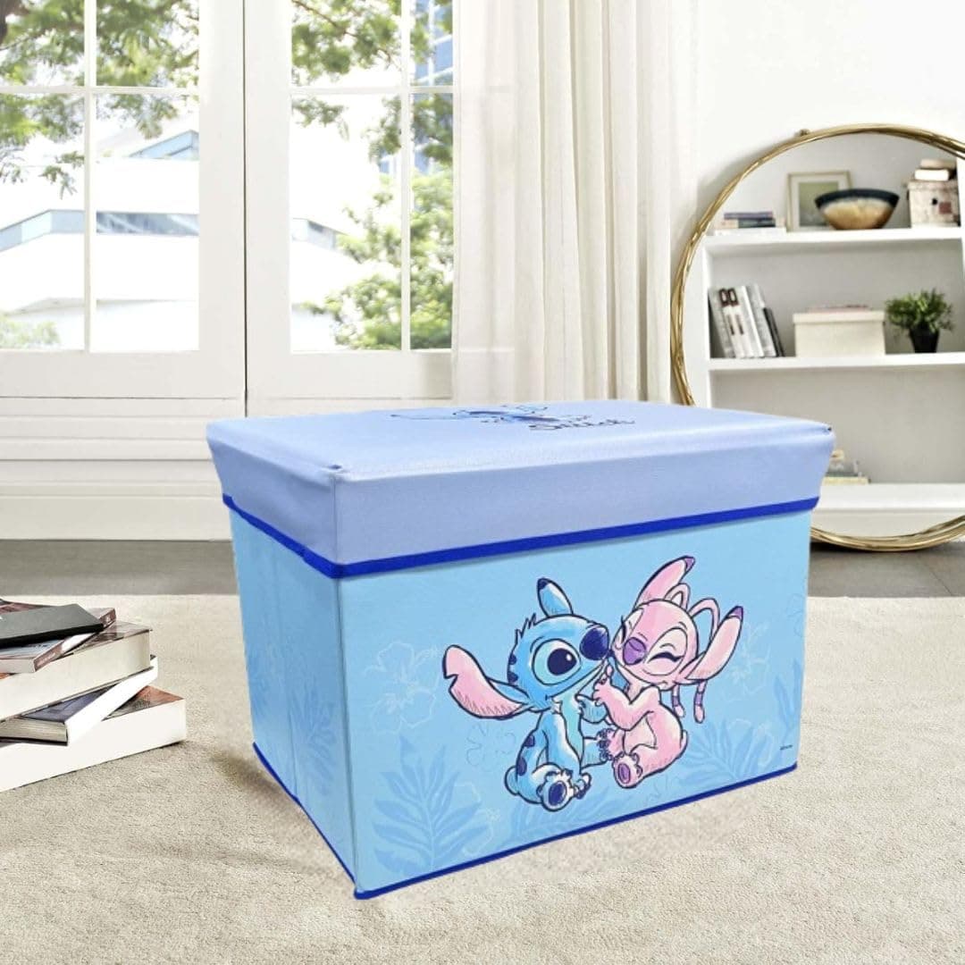 STORIA Foldable Storage Ottoman Footrest Toy Box Coffee Table Stool Cum Sitting Stool Basket Cubes Organizer Storage Stool Folding Seating Stool for Living Room (Bunny Design, 31 * 31 * 48 cm)