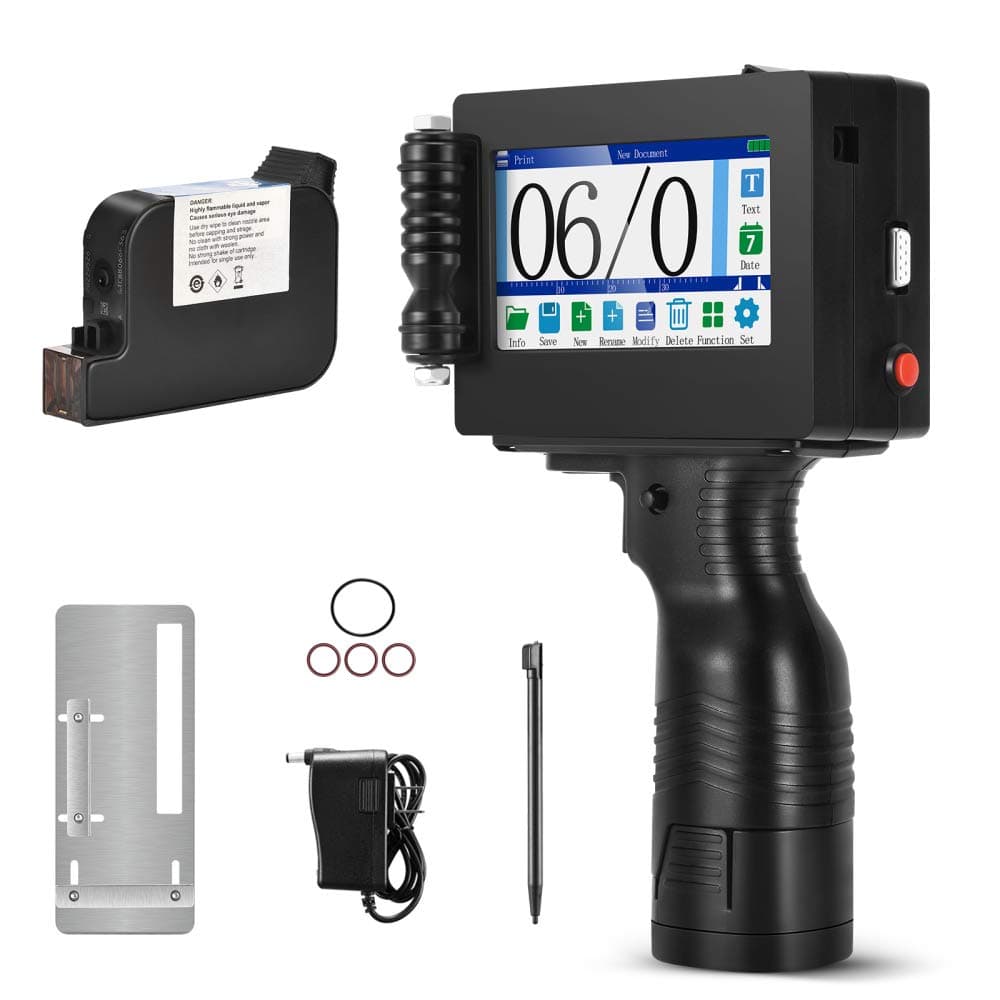 TOPQSC Handheld Inkjet Printer,4.3 Inch Touch Screen, Upgraded Type Support 20 Languages, Quick-Drying HD Portable Label Printer for Trademark, Logo, Date Coder, Label, QR Code Print