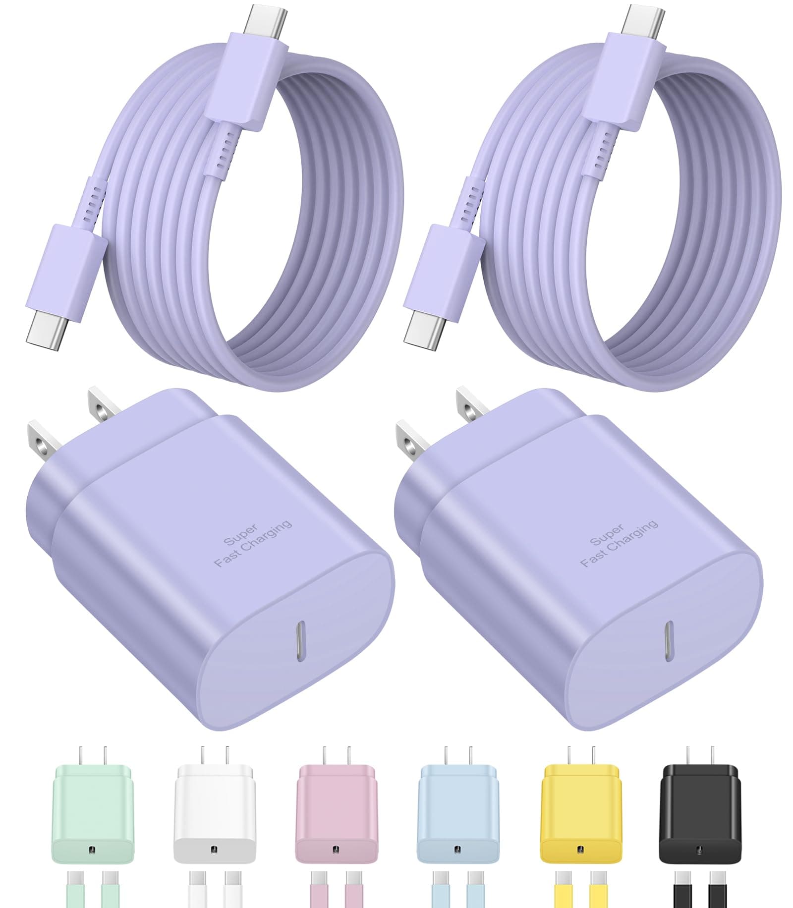 Type C Charger Fast Charging for iPhone 17 16 15,USB C Samsung Chargers Block 25W Super Fast Chargers for Samsung Galaxy S25/S24 S23 S22 S21/iPhone Air/17/17 Plus/17 Pro Max/16 Pro Max/15 Plus(Purple)