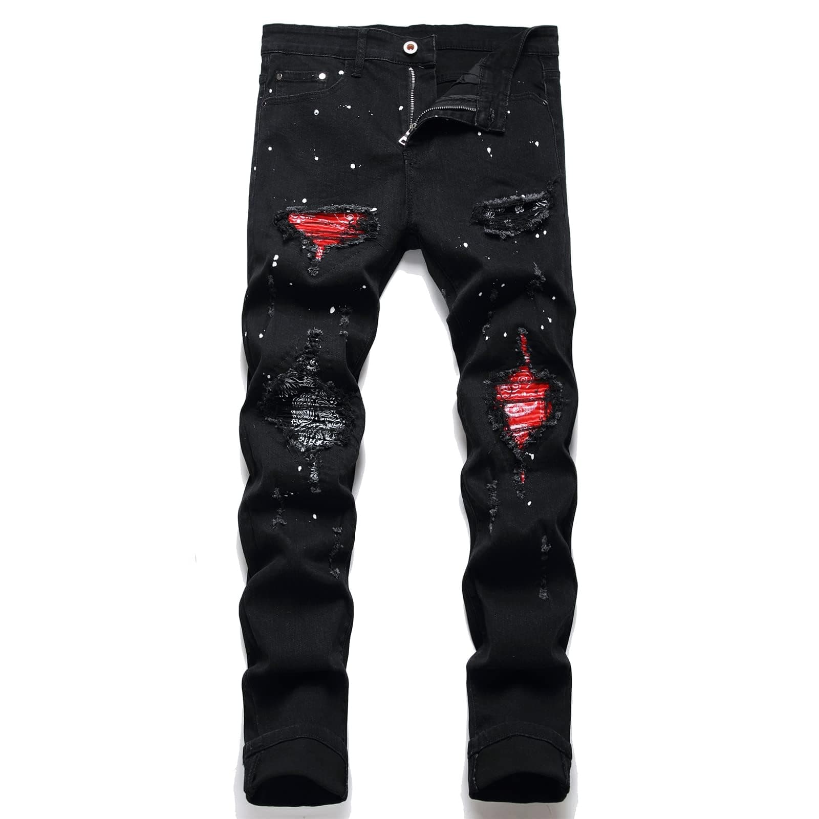 Men's Patch Ripped Stretch Regular Fit Jean