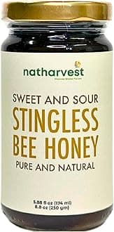 Stingless Bee Honey, Sweet and Sour Meliponini. Contains Low Glycemic Trehalulose, No Sucrose, 5.88 fl oz (174 ml)