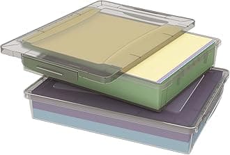 Lifewit 2 Pack Plastic Multi-Purpose Storage Box with Latching Lids, Gray A4, 8.5" x 11" Letter Size Paper Storage, Storage Containers for Board Game, Craft, Document, Magazine, Art Supplies