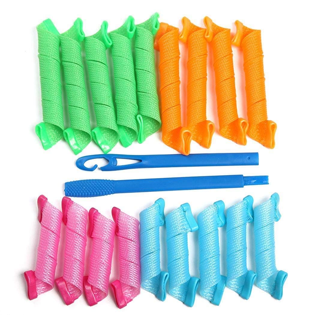 Icerom Hair Curler Rollers with Styling Hooks Corkscrew Flexible Soft Middle Long Hair 18 Pcs (18 PCS)