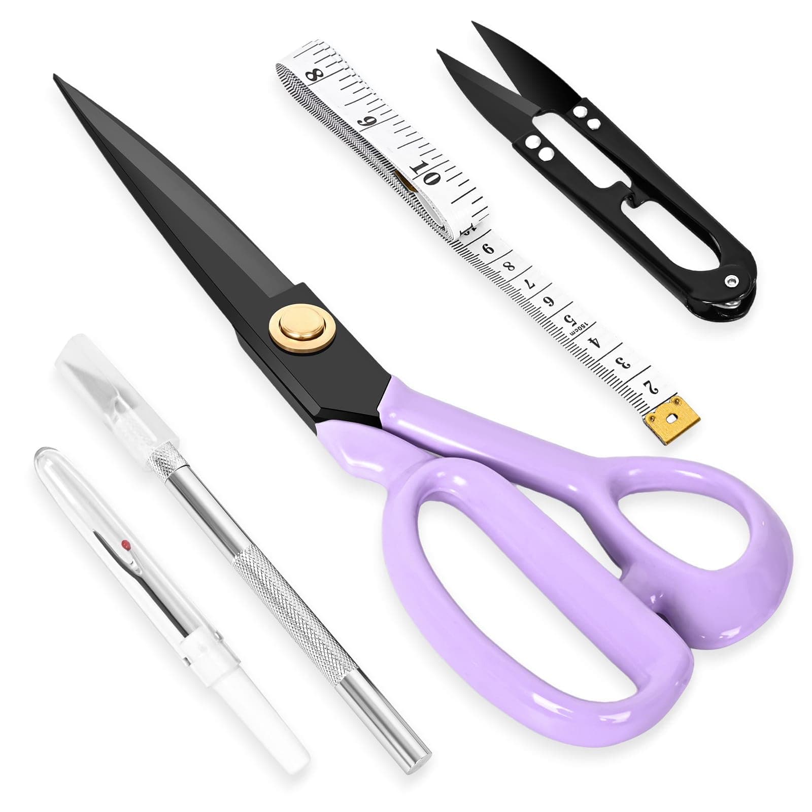 Professional Tailor Scissors Heavy Duty - Multi-Purpose Sewing Fabric Scissors for Leather Cutting Industrial Sharp Shears Home Office Arts, and Crafts (9 Inch) Purple