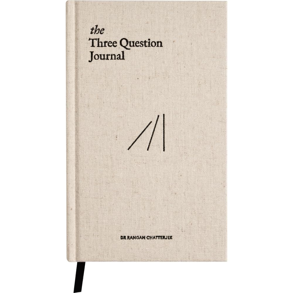 The Three Question Journal Dr. Rangan Chatterjee - Daily Gratitude Journal 2024 for Mindfulness, Stress Relief, Guided Journal for Daily Mental Wellness Personal Growth - Linen - Intelligent Change