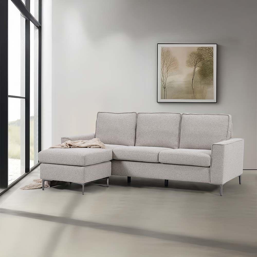 Danube Home Soderman Reversible Corner Fabric Sofa I Modern Design L-Shape Sofas | Comfortable Living Room Furniture L210xW146xH84cm - Light Grey