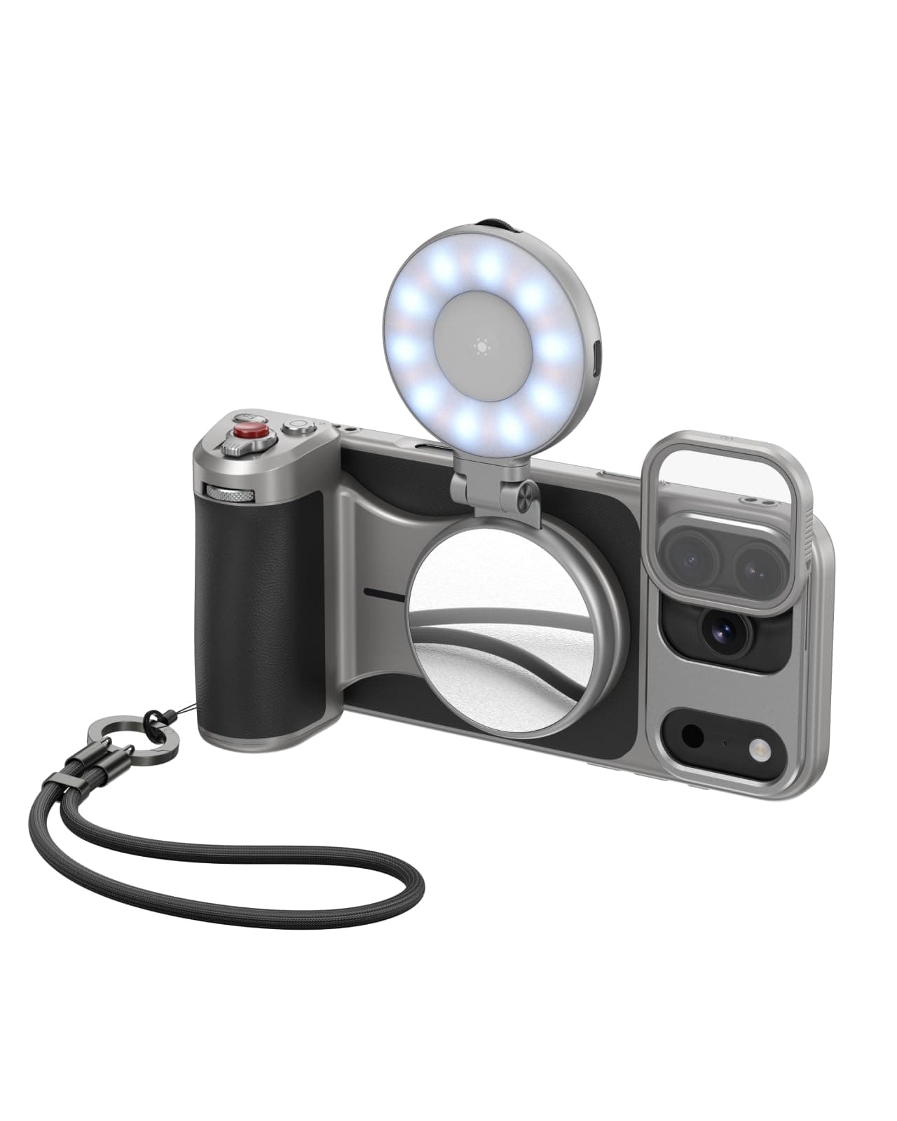 【For iPhone 17 Pro Only】TELESIN Master Grip Kit, Magnetic Phone Camera Grip Powergrip with C03 Selfie Light+ UV Filters, Creator Kit Built-in 3200mAh Battery Wireless Charging - Cooling Graphene Case