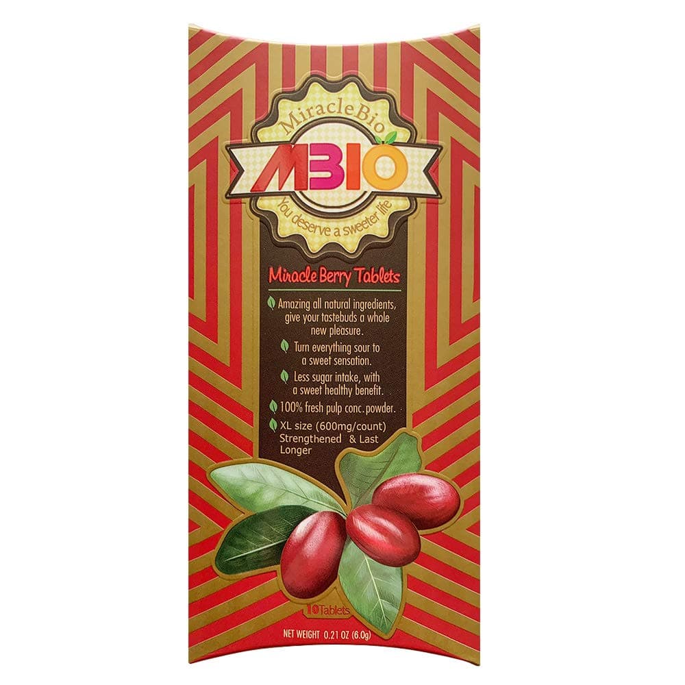 MiracleBio MBIO Miracle Fruit Tablets 10-Count, XL Size 600Mg/Count, Miracle Berry Turn Sour To Sweet Miraculin, Made Of Natural Fresh Miracle Fruit, Flavor Tripping, Strengthened Version