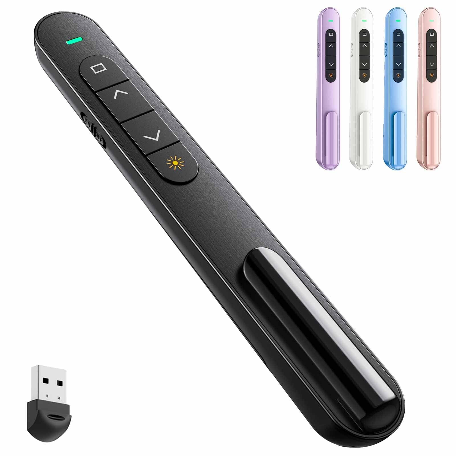 Presentation Clicker for PowerPoint, RF 2.4GHz USB Wireless Presenter Remote with Volume Control, PowerPoint Clicker Slide Advancer for Mac, Windows, Laptop, Keynote