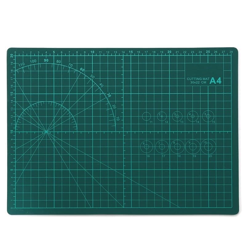 Flexible Cutting Mat, A4 Size (11 X 8 inch), Self-Healing, 5 Layered, Double Sided with Marked Pattern and Grids (Green) - Polyvinyl Chloride