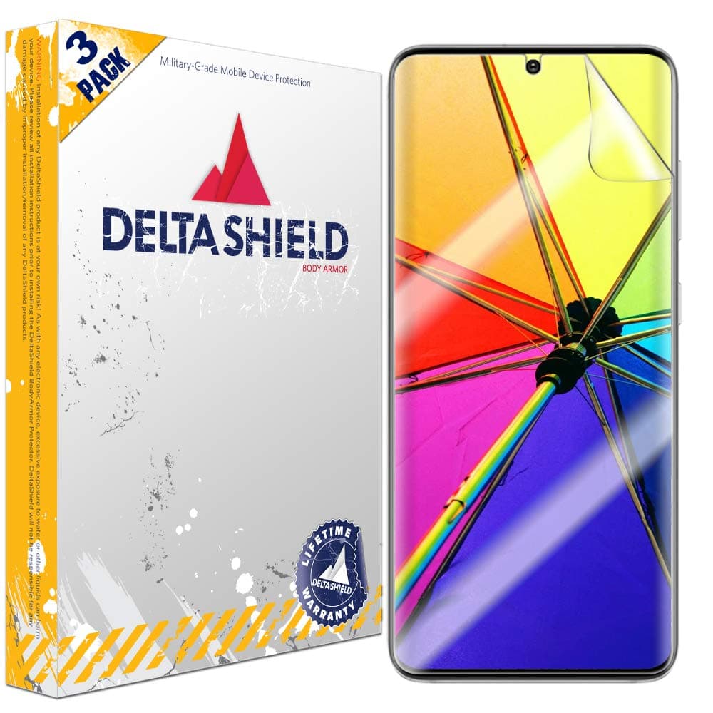 DeltaShieldScreen Protector for Samsung Galaxy S20 Plus (S20+ 6.7 inch)(3-Pack)(Case Friendly Version) Anti-Bubble Military-Grade Clear TPU Film