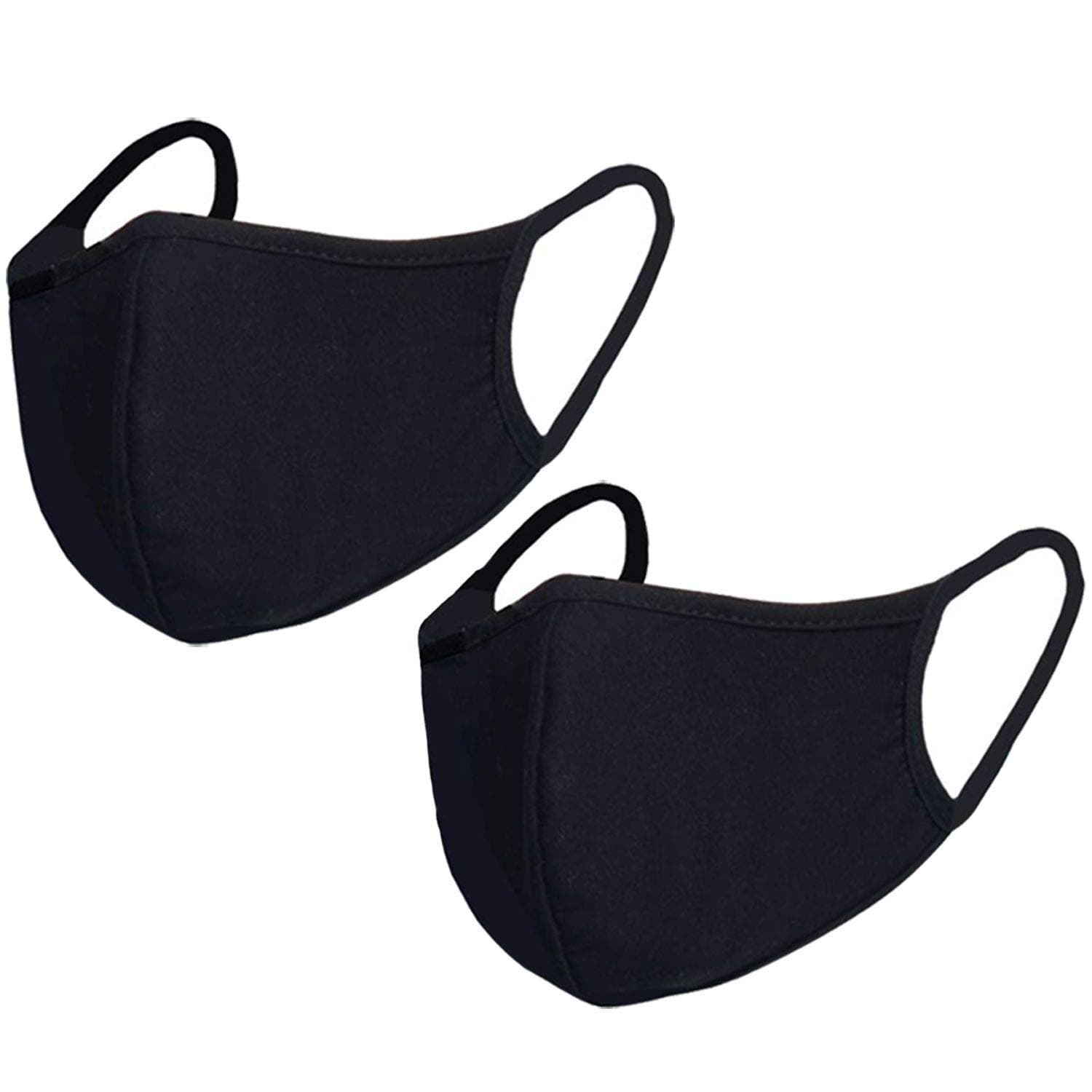 2pcs/Pack Black Mask Windproof Dustproof Masks Breathable Reusable Washed for Outdoor Sport Half Face Earloop Cotton Masks