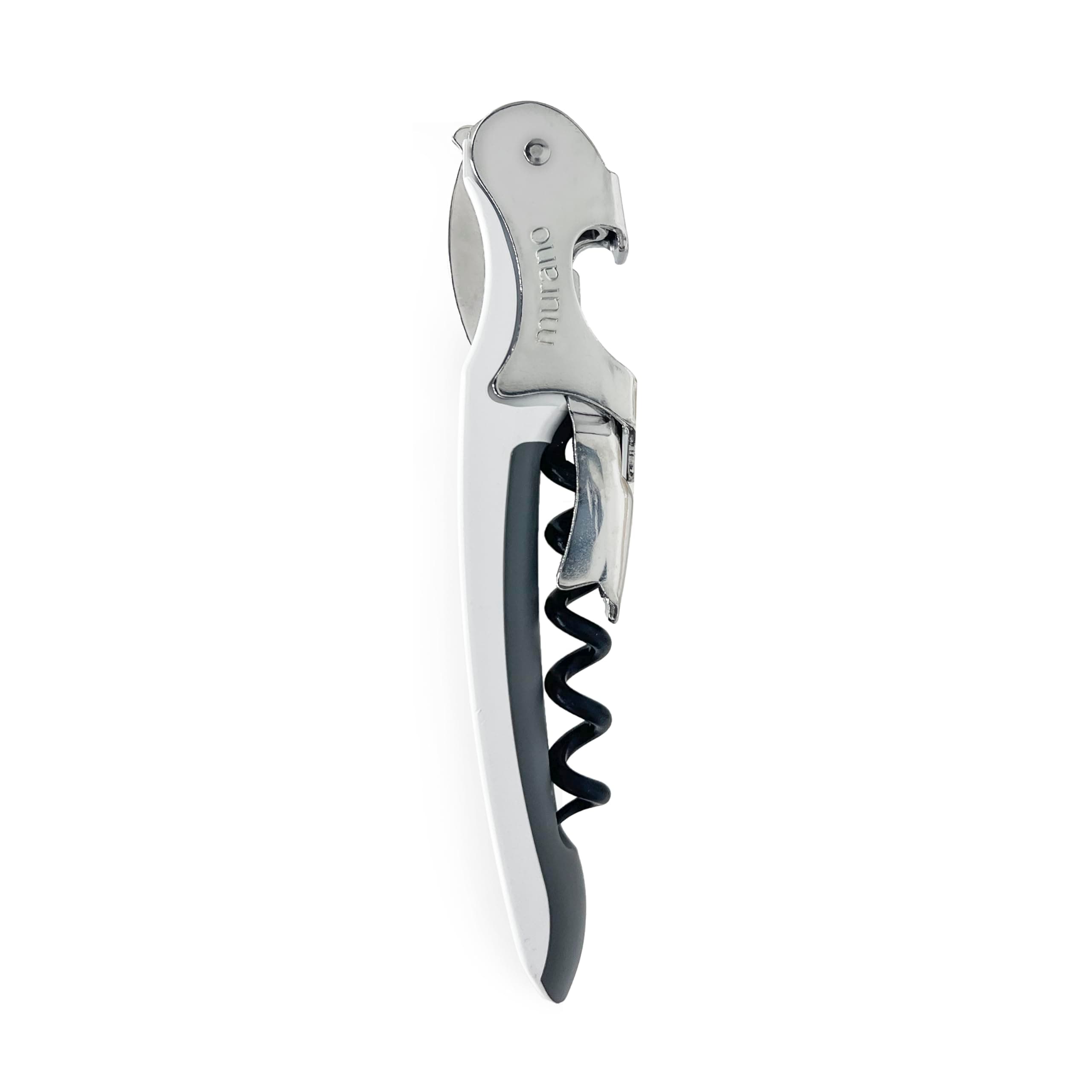 Soft-Touch Murano Two-Step Waiter Corkscrew with Nonstick Spiral (White)