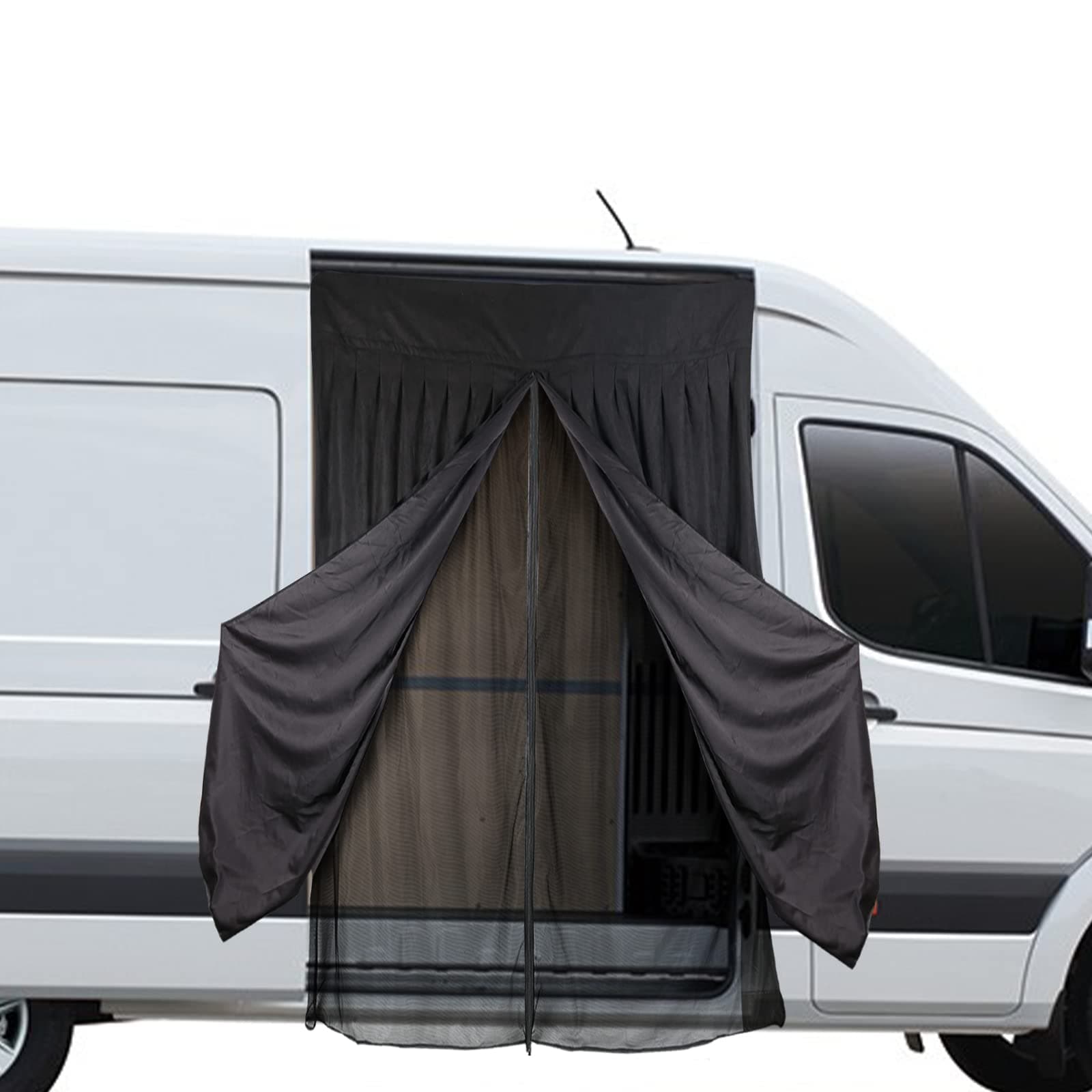 71" W x 59" H Magnetic Van Bug Screen for RV and Other Campervans, Double Layer Design Bug Mesh Customized for Sprinter, Ford Transit Van, Side Door Mosquito Net Center Zipper Closure