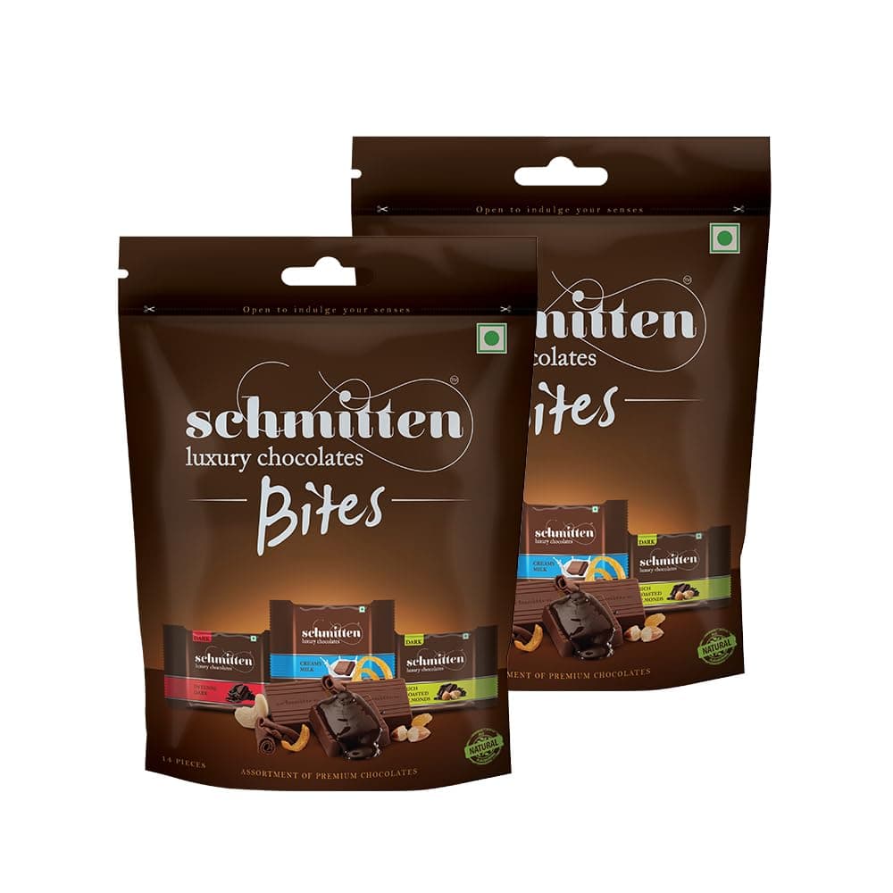 Home Bites Assorted Dark and Milk Chocolates Minis - Pack of 2, 120g Pouch Each, Premium Selection