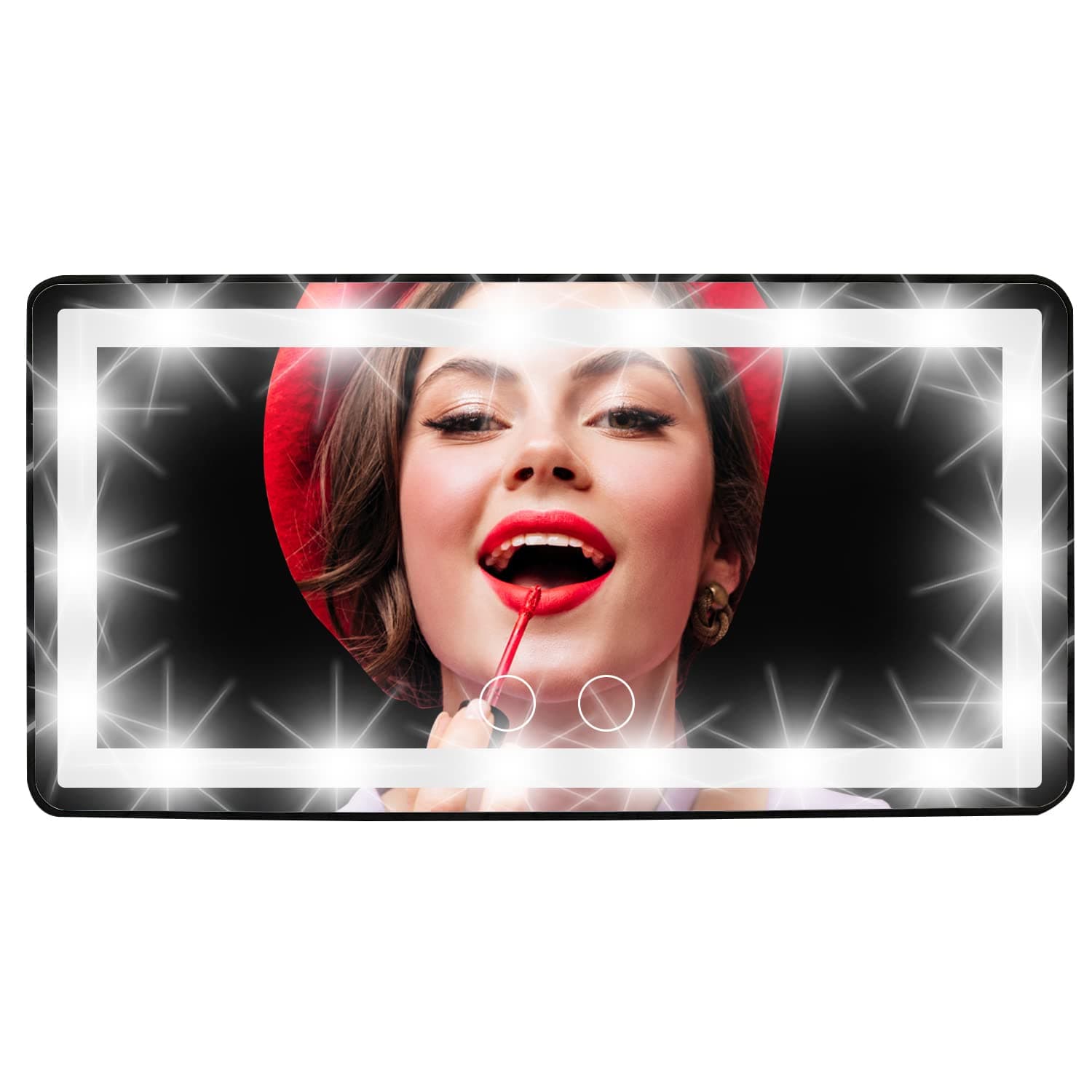 Car Visor Vanity Mirror-Rechargeable LED Light Makeup Mirror for All Car-Universal Car Sun Visor Mirror-Innovative Car Mirror Accessories Black LED Visor