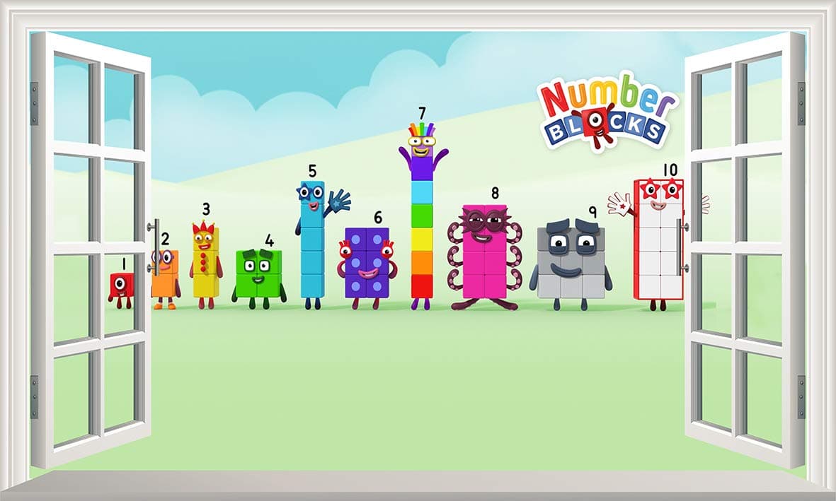 Chicbanners Numberblocks V102 3D Magic Window Wall Smash Sticker Self Adhesive Poster Wall Art Size 1000mm wide x 600mm deep (large)