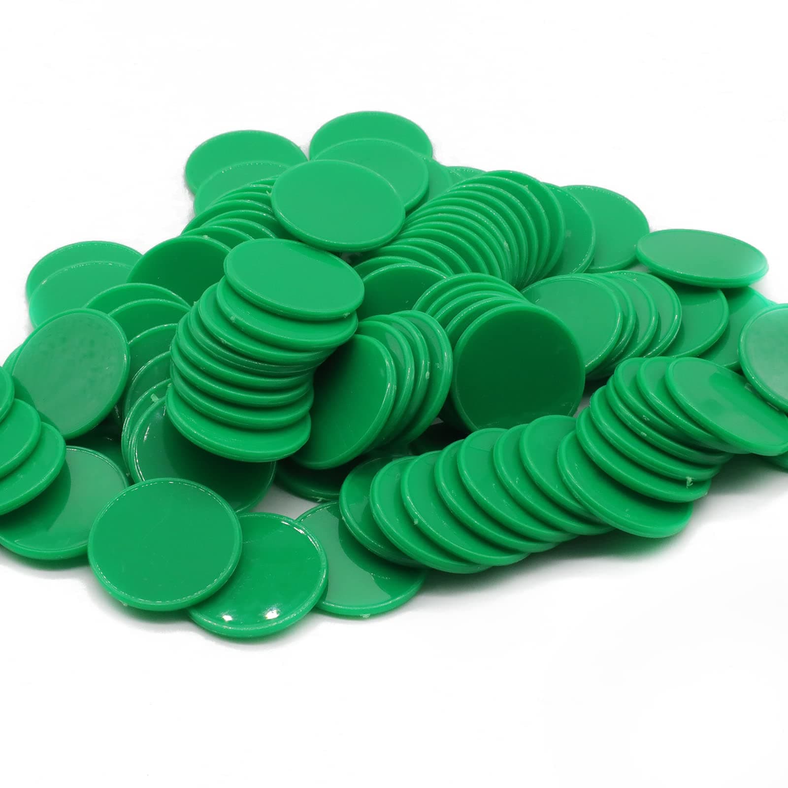 Set of 100 Opaque Plastic Learning Counters Mini Poker Chips Game Tokens with Storage Box (Green, 1.58 Inch)