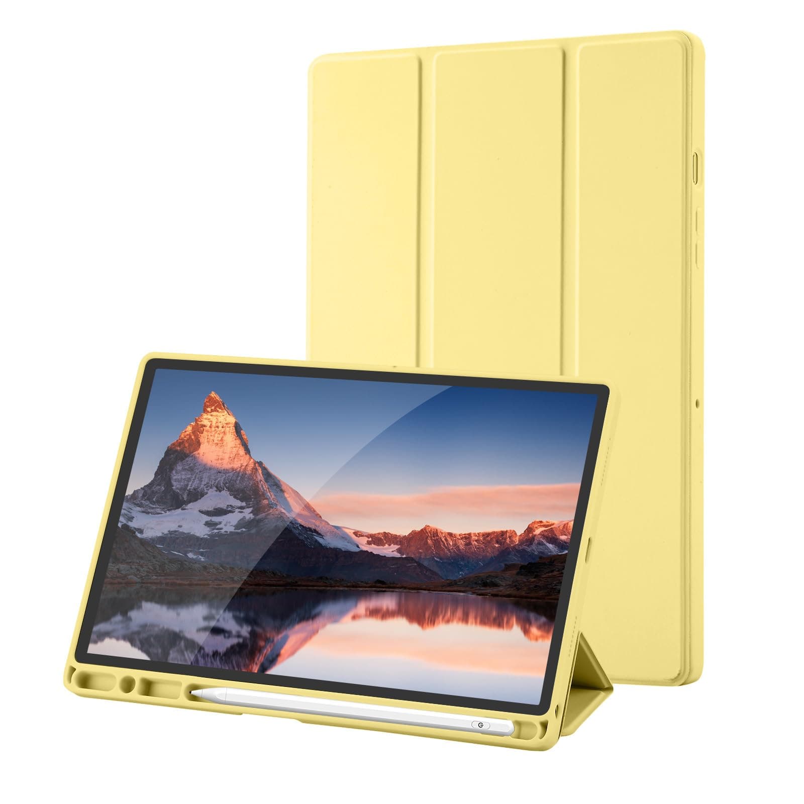 Case Compatible with Samsung Galaxy Tab A8 10.5 Inch 2022/2021 (SM-X200/X205/X207) Case, Premium PU Leather + Soft TPU Back Case with Pencil Holder, Auto Sleep/Wake (Yellow)