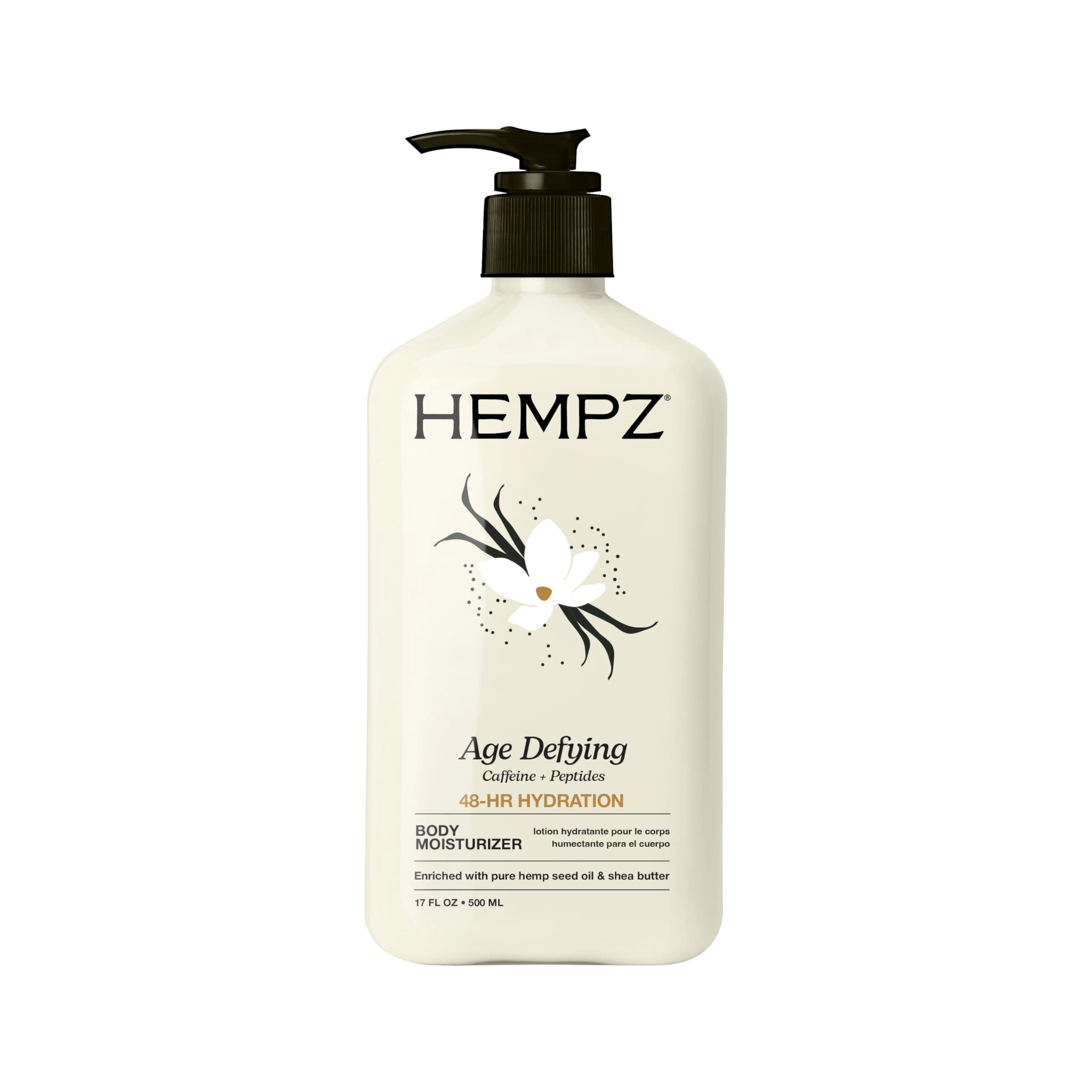 Hempz Age-Defy Body and Hand Lotion for Dry Skin, for Cracked & Crepey Skin, Quick Absorption Moisturizer, Large 17 oz